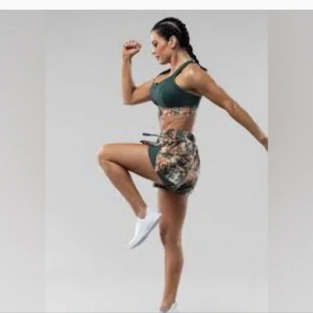 Shefit 2 In 1 Running Shorts Tie Dye Snake Print Drawstring Layered Size Med